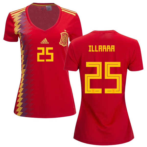 Women's Spain #25 Illarramendi Red Home Soccer Country Jersey